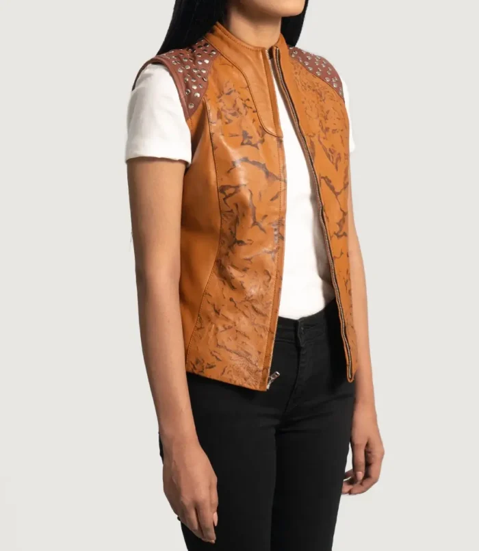 Women's Westina Tan Dye Leather Vest
