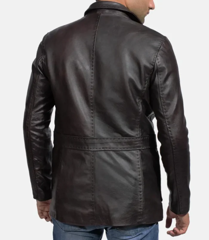 Men's Black Wine Leather Blazer