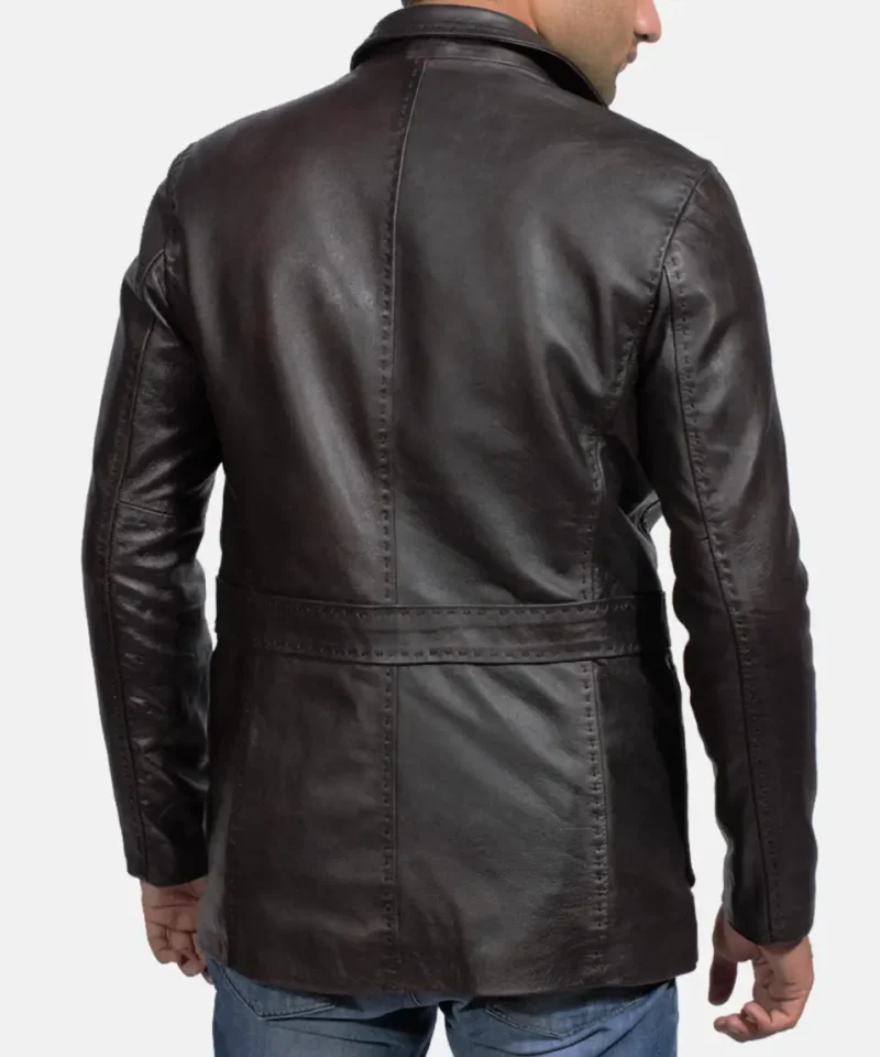 Men's Black Wine Leather Blazer