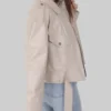 Women's Zenda Cream Biker Leather Jacket