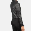Women's Black Zenna Leather Bomber Jacket