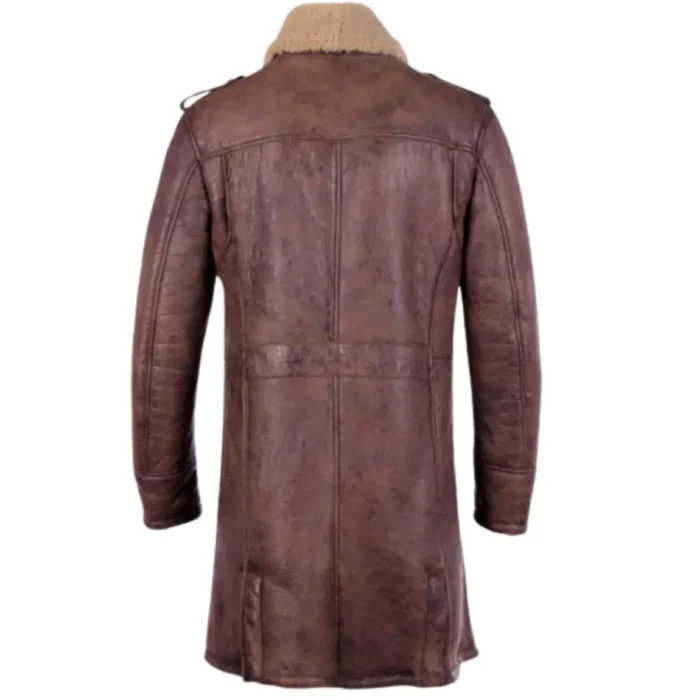 Men’s Brown B3 aviator Sheepskin Shearling Leather Trench Coat