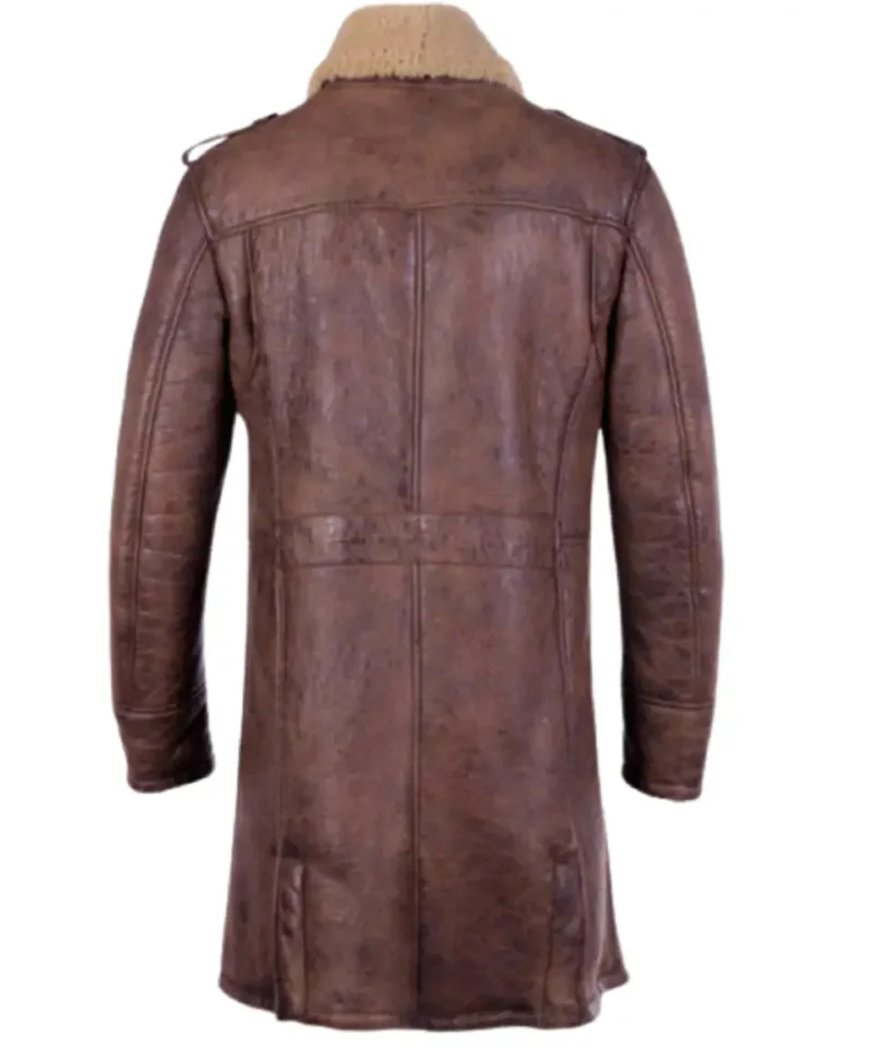 Men’s Brown B3 aviator Sheepskin Shearling Leather Trench Coat