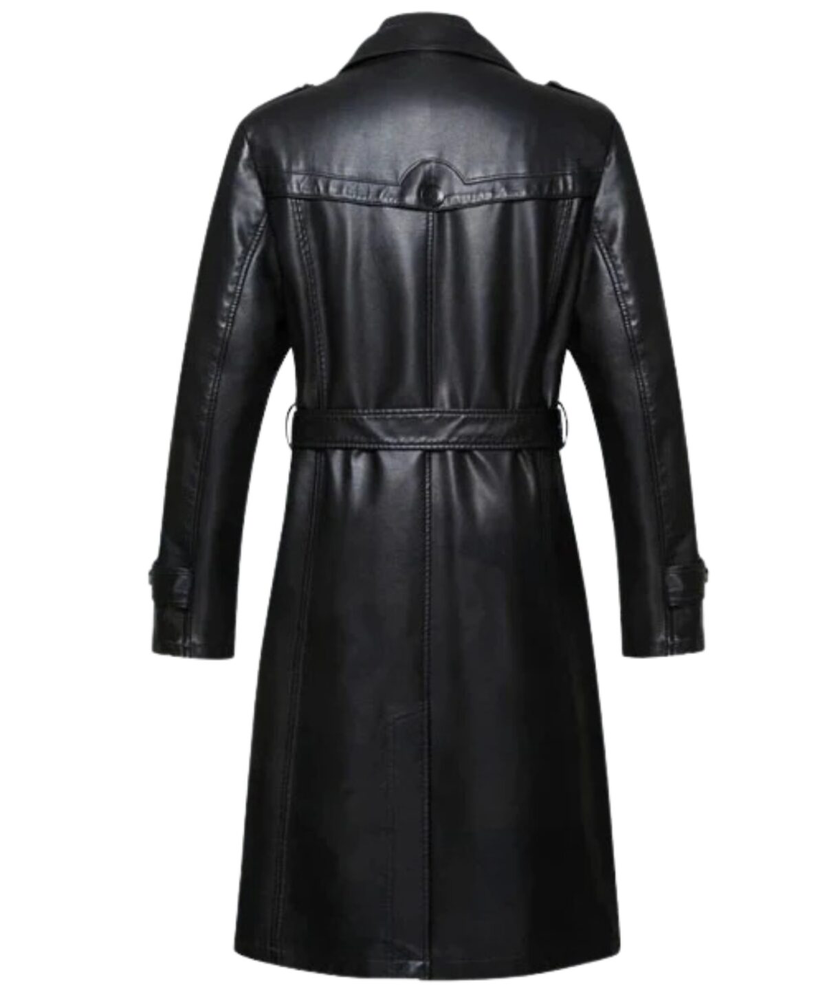 Men's Black Sheepskin Long Leather Trench Coat