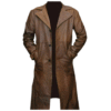 Men's Brown Leather Trench Coat Real Lambskin Leather