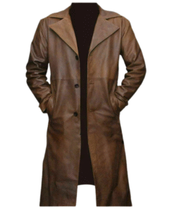 Men's Brown Leather Trench Coat Real Lambskin Leather