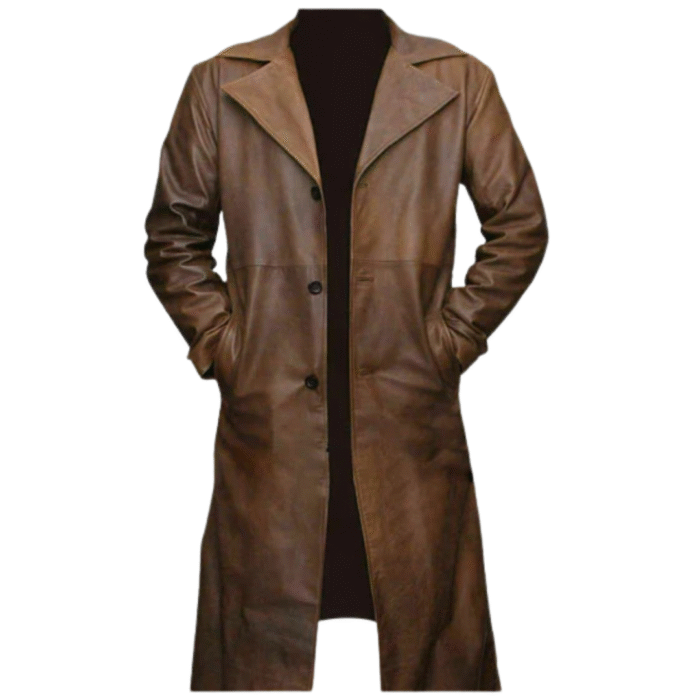 Men's Brown Leather Trench Coat Real Lambskin Leather