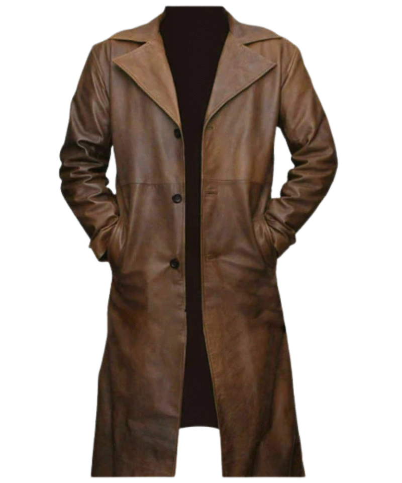 Men's Brown Leather Trench Coat Real Lambskin Leather