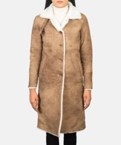 Women's Alina Shearling Brown Leather Coat