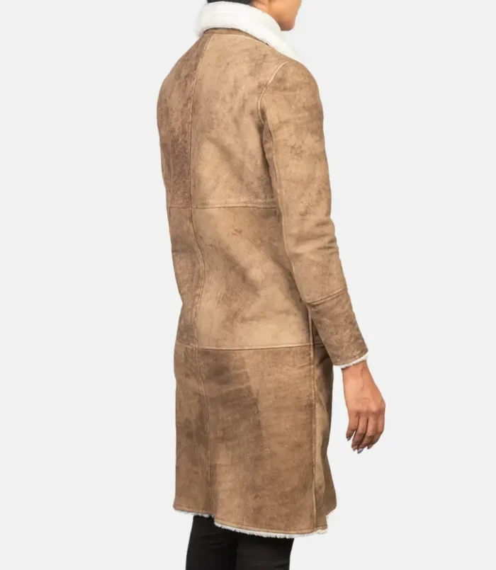 Women's Alina Shearling Brown Leather Coat