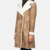 Women's Amie Distressed Brown Double Breasted Shearling Coat