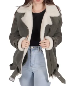 Women's Bella Grey B-3 Bomber Leather Jacket
