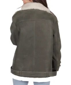 Women's Bella Grey B-3 Bomber Leather Jacket