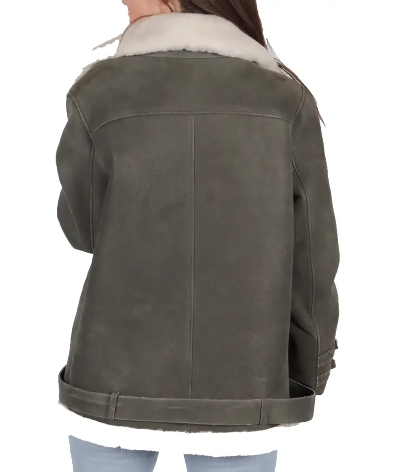 Women's Bella Grey B-3 Bomber Leather Jacket