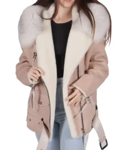 Women's Bella Pink B-3 Bomber Leather Jacket