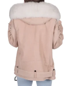 Women's Bella Pink B-3 Bomber Leather Jacket