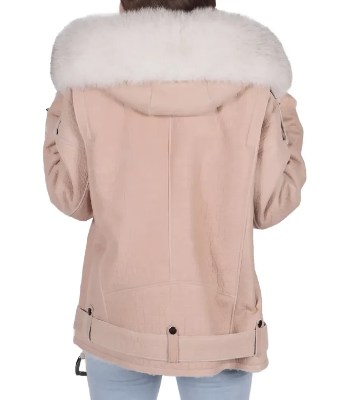 Women's Bella Pink B-3 Bomber Leather Jacket