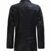 Women's Black Zipper Button Closure 3 4 Length Leather Car Coat