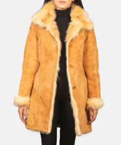 Women's Erica Shearling Beige Leather Coat