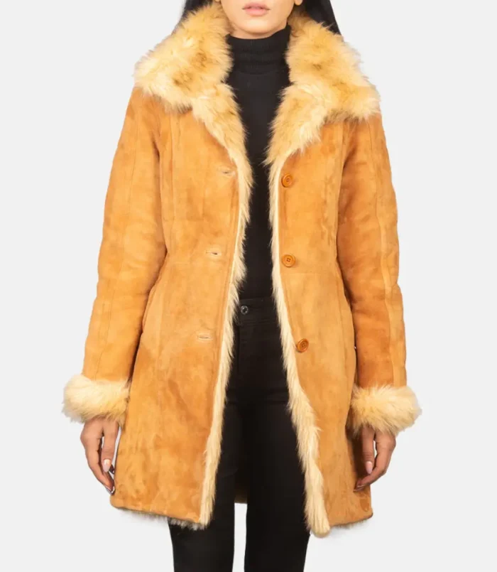 Women's Erica Shearling Beige Leather Coat