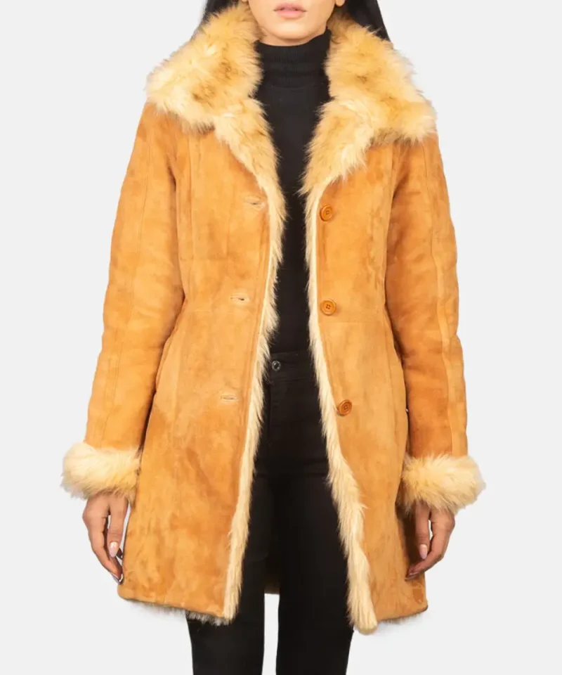 Women's Erica Shearling Beige Leather Coat
