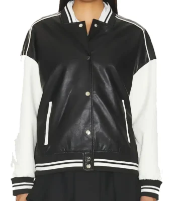 Women’s Genevieve Black and White Leather Varsity Jacket