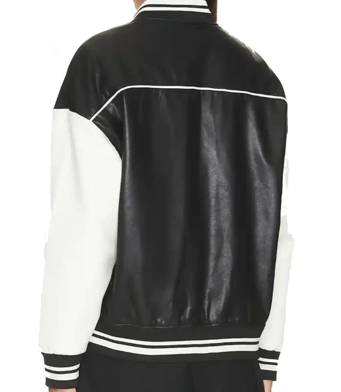 Women’s Genevieve Black and White Leather Varsity Jacket