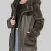 Women's Jenny Olive Green Shearling Leather Jacket
