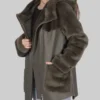 Women's Jenny Olive Green Shearling Leather Jacket