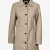 Women's Kandis Beige Real Leather Car Coat