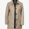 Women's Kandis Beige Real Leather Car Coat