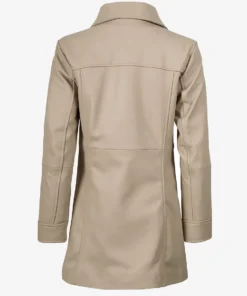 Women's Kandis Beige Real Leather Car Coat