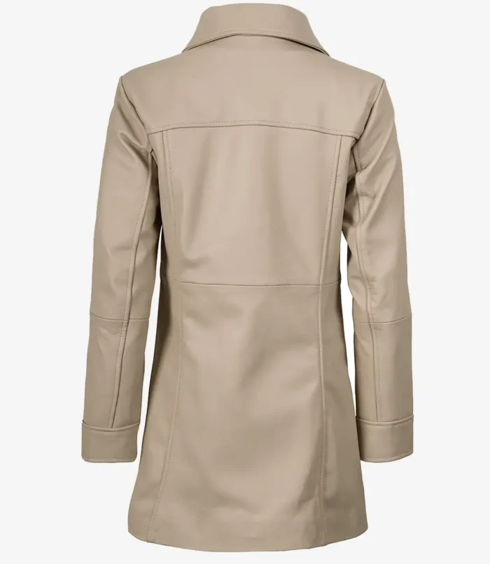 Women's Kandis Beige Real Leather Car Coat