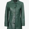 Women's Kandis Green Real Leather Car Coat