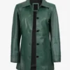 Women's Kandis Green Real Leather Car Coat