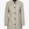 Women's Kandis Off White Real Leather Car Coat