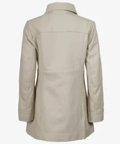 Women's Kandis Off White Real Leather Car Coat