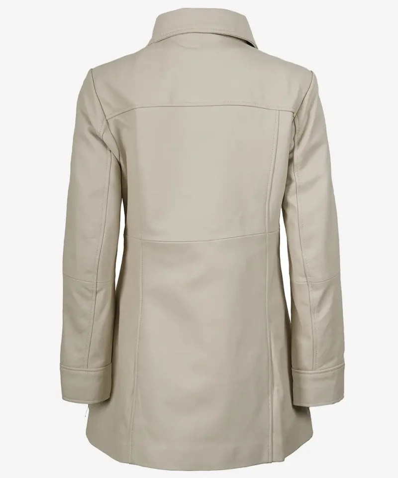 Women's Kandis Off White Real Leather Car Coat
