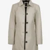 Women's Kandis Off White Real Leather Car Coat