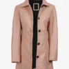 Women's Kandis Pink Real Leather Car Coat
