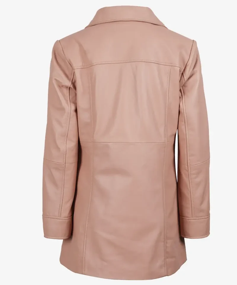 Women's Kandis Pink Real Leather Car Coat