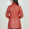 Women's Kandis Red Real Leather Car Coat