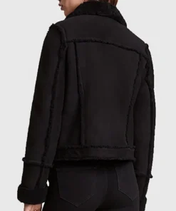 Women’s Laura Black Trucker Shearling Leather Jacket