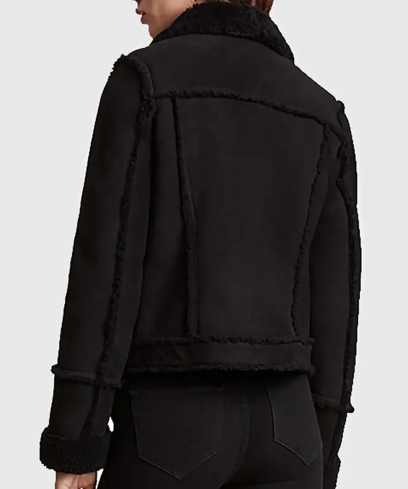 Women’s Laura Black Trucker Shearling Leather Jacket