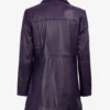 Women's Leather Purple 3/4 Length Car Coat