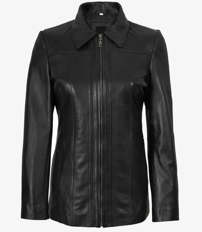 Women's Marsha Leather Black Car Coat