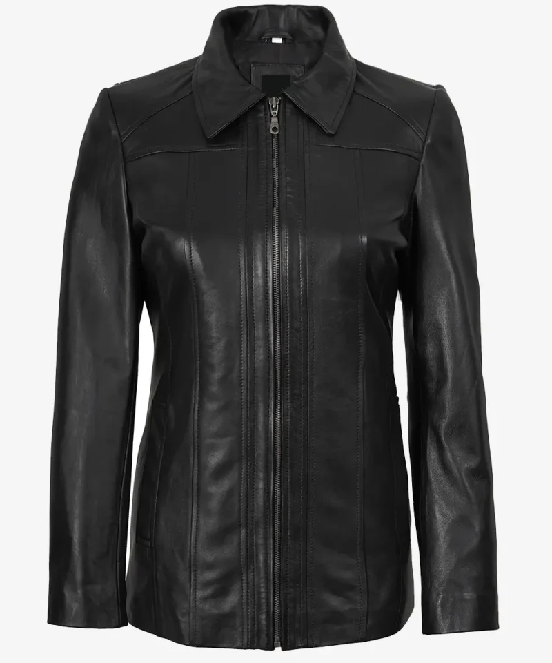 Women's Marsha Leather Black Car Coat