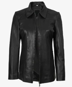 Women's Marsha Leather Black Car Coat