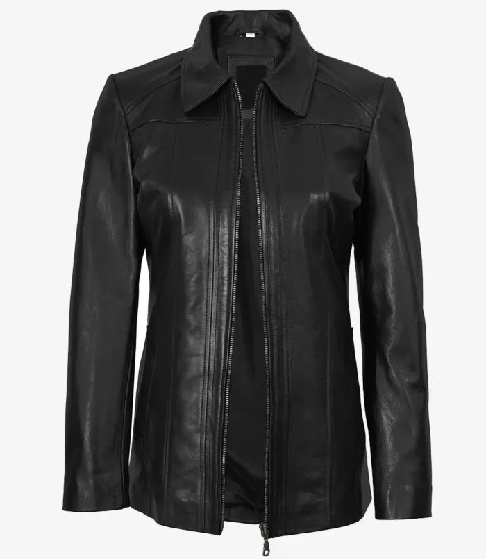 Women's Marsha Leather Black Car Coat