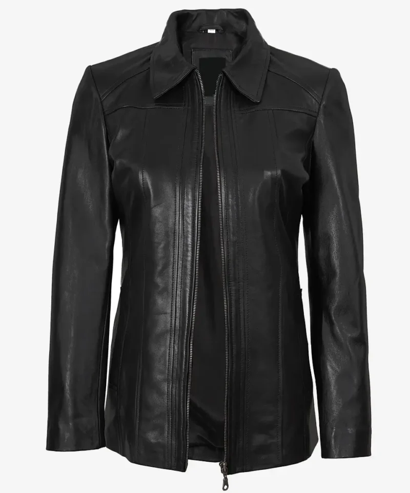 Women's Marsha Leather Black Car Coat